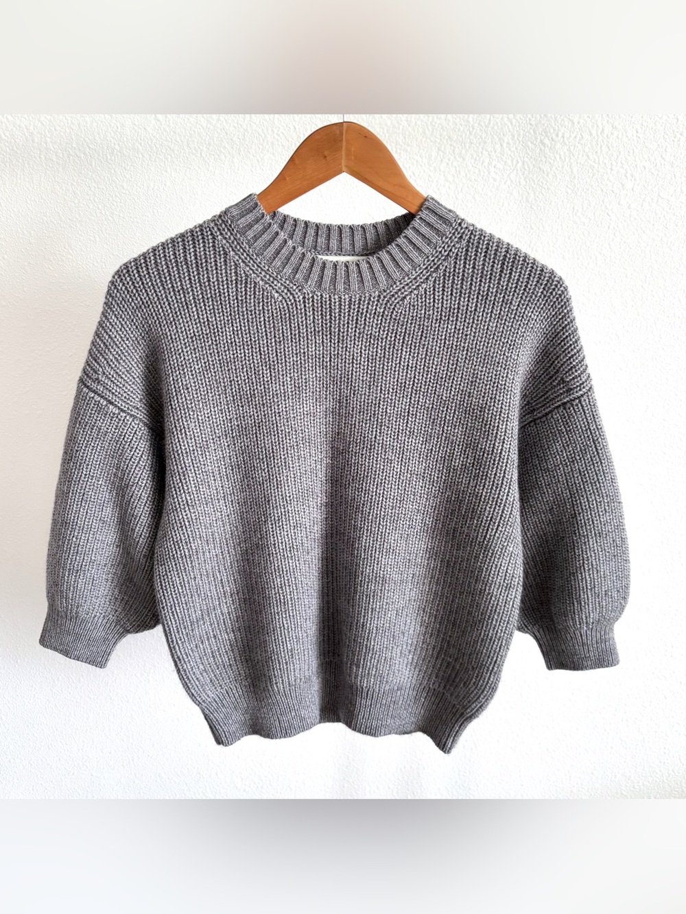 3.1 Phillip Lim Wool Mohair Blend Grey Bubble Sleeve Pullover Sweater XS